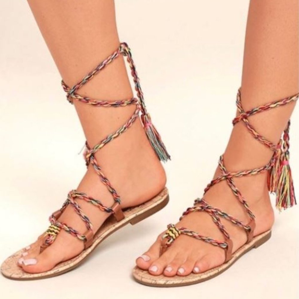 Sam Edelman Rainbow Rope Lace Up Sandals